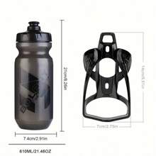 2pcs/Set Cycling Water Bottle + Bottle Cage, Mountain Bike Cycling Water Bottle 610ml, Gradient Bottle Cage, Multi-Colour Gradient, Outdoor Sports Portable Water Bottle Cycling Mug Large Capacity Squeeze Out Water