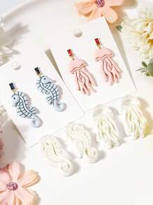 Meerestier Ton-Ausstecher, Quallen Seepferdchen Form Polymer Ton Ausstecher für DIY Ohrringe Schmuckherstellung, Ton Schneidewerkzeuge präzise Kunststoff-Bastelset für Anhänger, Ohrringe und Accessoires