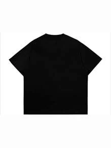 男女通用休闲通勤街头风格摩洛哥印花字母圆领短袖 T 恤，适合春季、夏季和所有季节