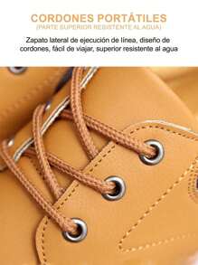 Casual de los hombres antideslizante zapatillas de deporte de color sólido, impermeabilización punta redonda con cordones parejas zapatos planos formales, adecuados para los viajes diarios, lugar de reunión, traje a juego,Zapatos de negocios