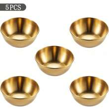 3/5/10pcs Set Stainless Steel Mini Independent Seasoning Bowls, Round Seasoning Dishes, Sushi Dipping Sauce Bowls, Appetizer Dishes,School Supplies