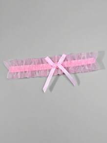 Sexy Mesh Lace Garter Belt Thigh Rings, Women Elastic Thigh Bands Bow Decor For Stage Performance, For Rave