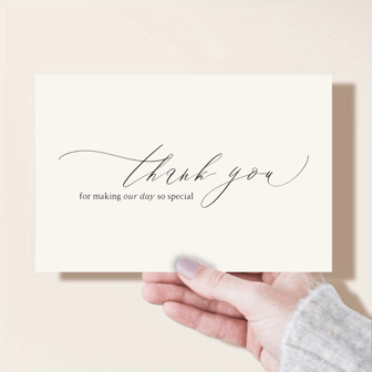 1 张个性化感谢贺卡婚礼卡，可送给朋友，适合任何收件人 - 优雅的脚本“感谢您让我们的一天如此特别”内部空白，可自定义信息衷心留言婚礼贺卡适合所有场合﻿