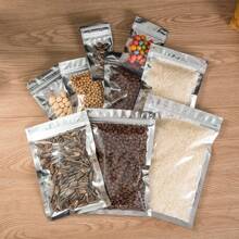 100pcs Resealable Mylar Bags, Sliver Clear Front Smell Proof Ziplock Bag, Heat Seal Cute Packaging Foil Food Resealable Small Front Clear Plastic Silver For Storage Candy Beef Jerky Jewelry Product