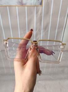 1pc Unisex Vintage Large Frame Clear Lens Glasses, Decorative Glasses Frame