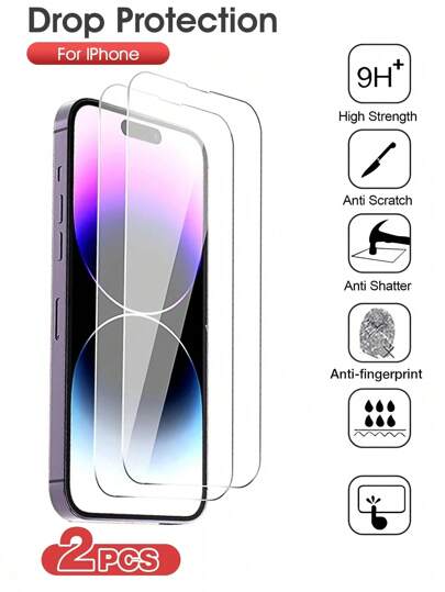 Easypie Selection 2Pcs Ultra-Clear, Scratch-Resistant And Drop-Resistant High-Aluminum Mobile Phone Tempered Film,Compatible With Apple Phone 7/8/Plus,X/Xs/XS Max,11/11pro/11 Pro Max,12mini/12/12 Pro/12 Pro Max,13/13mini/13 Pro/13 Pro Max,14/14 Plus/14 Pro/14 Pro Max,15/15Plus/15Pro/15Promax/16/16 Plus/16 Pro/16 Pro Max/17/17 Air/17pro/17pro Max