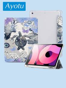 夏季手机壳蓝色手机壳海龟壳适用于三星 Galaxy Tab/iPad、iPad 第 9/8/7 代 10.2 英寸、新款 iPad 第 10 代保护套、自动唤醒/睡眠功能、四角防摔 - 藍色 - 查看 2