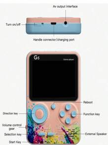 迷你复古经典游戏便携式游戏机，8 位视频游戏 500+ 游戏机 - 粉紅色雙打 - 查看 10