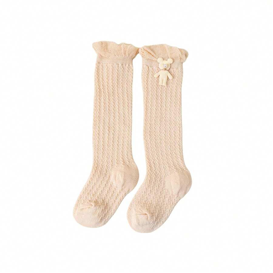 Calcetines largos hasta la rodilla para niña, suaves y transpirables, con diseño de oso de verano para niños pequeños. - Multicolor - Ver 1