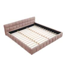 YOGLAD King Size Upholstered Bed Frame With Thick Fabric, Chenille Fabric Grounded Queen Size Platform Bed With Headboard And Solid Frame. No Box Spring Needed - 粉紅色(King Size) - 查看 6