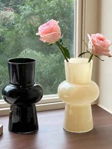 1pc Asymmetrical Glass Vase, Creative Living Room Vintage Flower Vase, Hydroponic Container Decor Gifts Birthday Graduation