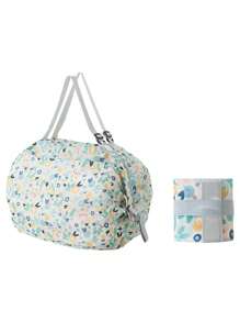 Bolsa de compras plegable y reutilizable de moda para mujeres, bolsa de tela portátil y plegable, bolsa de almacenamiento para compras de supermercado, útiles escolares y accesorios escolares
