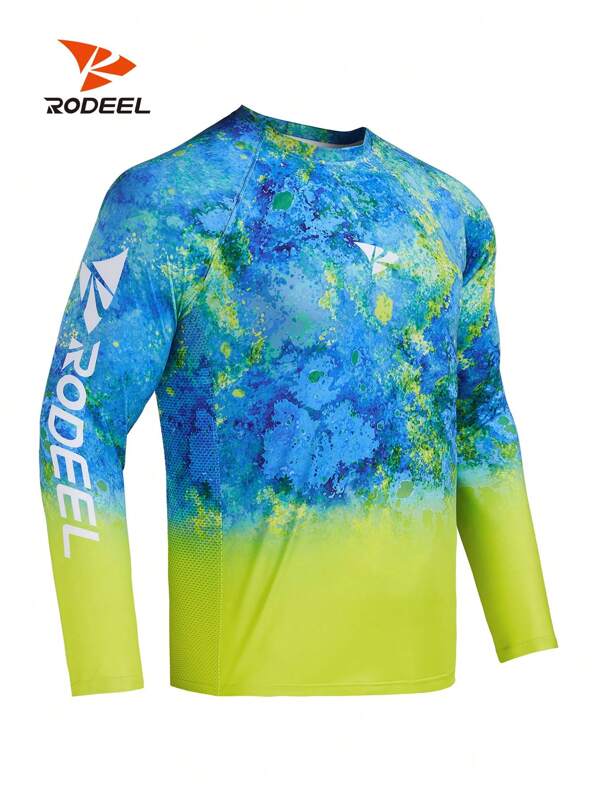RODEEL Men's Camo Shirt Quick Dry Moisture Wicking Long Sleeves Rash Guard For Fishing Outdoor Activities