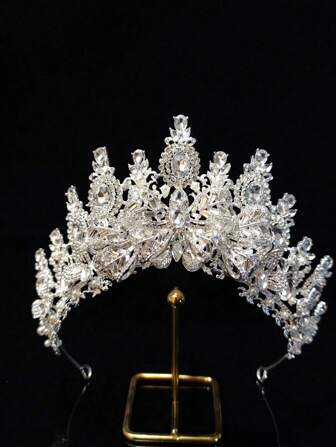 1pc Gorgeous Crystal Butterfly Ribbon Crown Headwear Bridal Wedding Dress Accessories For Princess, Prom, Birthday Bow