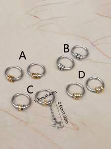 1 Pair Fashionable & Unique Small Circle Ring Five-Pointed Star Pendant Hoop Earrings, High-Grade Coil Earrings For Men To Wear Casually - Multicolor - View 3