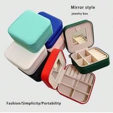 xianggenina Portable Travel Jewelry Box With Mirror, Earrings, Necklace, Ring Storage Anti-Oxidation Jewelry Box
