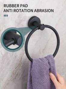 1 Anello portasciugamano rotondo, più resistente in acciaio inossidabile, per montaggio a parete in bagno, anello portasciugamano nero opaco e argento, porta asciugamani da mano, per bagno e cucina, set portasciugamani, regalo per la Festa della Mamma