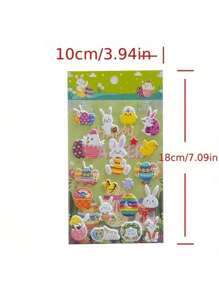 4pcs Easter Egg Stickers, Cute Rabbit & Chick Cartoon 3D Bubble Decorative Stickers, Holiday Party Gifts,School Supplies,Back To School