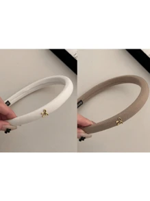 5/1pc Retro Bow Headband, Elegant Solid Color Sponge Bow Hair Band Suitable For Everyday Commute, Makeup, Washing Hair, Casual Outing