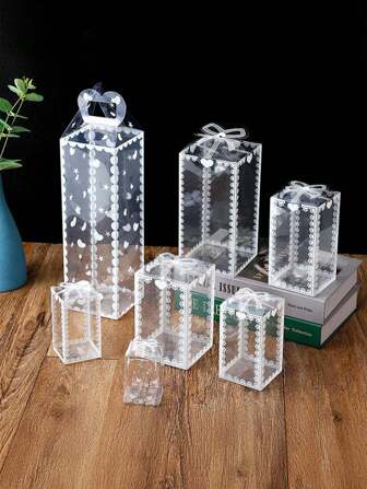 10 件透明印刷 PVC 礼品盒，纯色印刷塑料包装盒，适合送礼、生日派对、婚礼场地、情人节、礼品、家居装饰、家居装饰