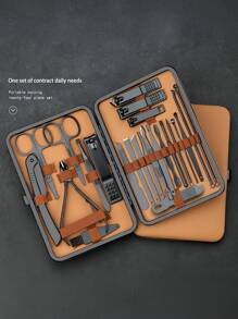 Juego de manicura profesional, incluye cortaúñas, herramientas de manicura de acero inoxidable y elegante estuche de viaje - Multicolor - Ver 10