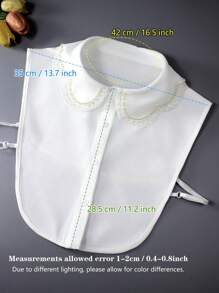 1 pezzo Maglia da donna con colletto a fiori decorati con perline, orlo a volant a quadri, adatta come strato base sotto maglioni e Maglietta, per primavera, estate, autunno e inverno - Multicolore - Visualizzare 12