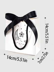 3 件装简约黑白中秋节小礼品袋，配黑色蝴蝶结，适合母亲节、伴娘礼物、毕业礼物、生日礼物、结婚礼物、生日、新娘、婚礼