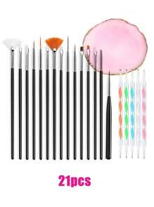 15/22 件粉色美甲工具套装,包含 15 支美甲笔、1 个树脂调色盘、5 支混合色双头丙烯酸硅胶雕刻笔/点钻笔、美甲工具套装、DIY 化妆展示板,适用于家庭美甲沙龙。 - 彩色 - 查看 18