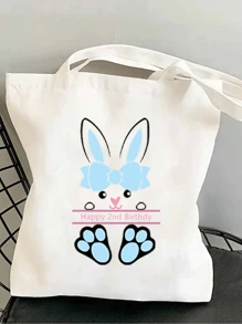 1pc Customized Large Capacity Fashionable Minimalist Portable Single-Compartment Tote Bag, Unique, Customized Name/Logo, Suitable For College Students, Office, Grocery Shopping, Walking, Personalized, DIY Gift, Foldable