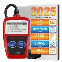 OBD2 扫描仪，数字显示多功能故障代码清除汽车诊断工具 16 针 OBD2 代码读取器通用版本，汽车诊断扫描工具车辆检查引擎灯分析仪适用于 1996 年后的所有 OBDII 车辆 - 紅色 - 查看 1