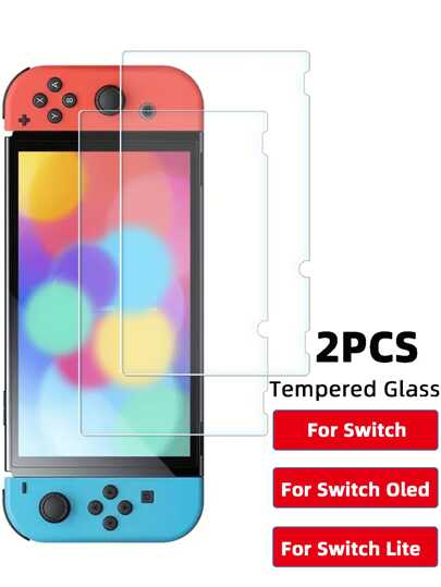 2 Piezas de Protectores de Pantalla de Vidrio Templado Premium Compatibles con Switch/Switch Lite/Switch Oled, Claros HD Anti-Arañazos