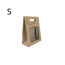 1/10/20pcs Simple & Stylish Flip-Cover Bowknot Transparent Packaging Bags, Gift Bags, Butterfly Decor, Flower Packaging Display Bags, Flip Cover Gift Bags, Adhesive Transparent Window, Small Brown/White Gift Bags, Suitable For Home Storage, Holiday Gifts, Office, Wedding Favors, Great For Gifts To Girlfriends, Friends, Teachers, Leaders, Elders