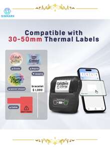 SINMARK SK58 Portable Wireless Label Printer, USB Rechargeable, Compatible With IOS/Android/Windows, Suitable For Barcodes, Apparel, Jewelry, Retail, Shipping, Wireless Connection, Monochrome Output, Suitable For Gift Boxes - Multicolor - View 5