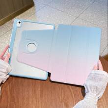 1pc, Pen Slot + 720° Rotation Apple Tablet Case Pro 2024 13 Inch/5th /6th/7th /Pro 11 Inch 1st 2nd /Air6 2024 4th 5th Gen/8th /9th Gen/10th Office Supplies, LOGO Hole Drop-Proof And Shockproof, PU Leather, Automatic Wake-Up/Sleep, Simple Gradient Color Pattern, Acrylic Hard Back Panel, Silicone Soft Edge Design, With Support Slot IPad Case Gift