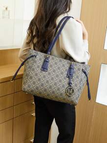 Oversized Umhängetasche, Handtasche mit großem Fassungsvermögen, modische & vielseitige Schulter Umhängetasche für Frauen, 2025 neue Farbblock Vintage Lässig Große Tasche