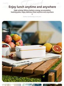 1pc USB Charging Portable Electric Lunch Box - Ounce Meal Heater With Leak-Proof Detachable Container, Cutlery And Insulated Carrying Bag, Suitable For Car, Truck, Work, Camping And Meal Heating, Travel Food Warmer | Modern Bento | Lock Lid