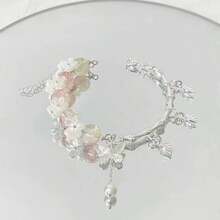 Pulsera de cuentas de cristal con diseño de flores de cerezo y mariposas, nueva joyería de diseño único y versátil de estilo chino