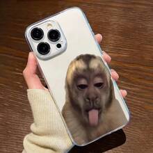 1 pieza Funda de teléfono transparente con diseño de mono compatible con iPhone 16 Pro Max/15/14 Plus/13/12/11, adecuado para la serie, diseño personalizado