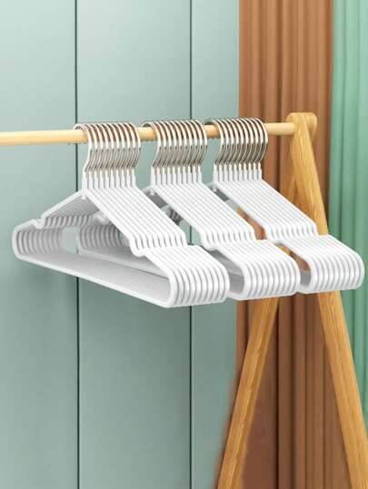 10pcs Simple Non-Slip Coated Clothes Hanger, Suitable For Students, Waterproof And Rust-Proof With Strong Load-Bearing Capacity, Grooved To Hang Underwear Straps And Other Garments