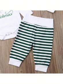 Baby Boy Girl Christmas Clothes My First Christmas Long Sleeve Romper Pants Headband Hat 4Pcs Set