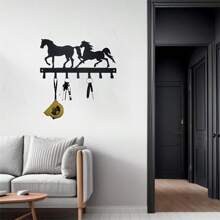 CIF BUY 1 pièce Crochet mural Double Cheval - porte-clés en métal et support multifonction pour manteaux, chapeaux, sacs - idéal pour les salons, les couloirs, les bureaux - Décoration saisonnière pour Noël, Halloween, Pâques, Nouvel An