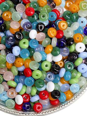 115pcs 6mm Glass Wheel-Shaped Beads - Vibrant Flat Round Candy-Colored Loose Beads For Creative DIY Jewelry Making, Accessories & Craft Projects