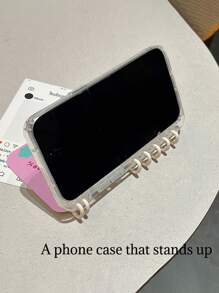 1pc Cute Pink Rabbit Pattern Flip Cover Phone Case, Notebook Style Anti-Slip Shock-Proof Protective Phone Cover Compatible With Iphone 11/12/13/14/15/16 Pro Max & Galaxy A05/A15/A25/A35/A53/A54/A55/S23/S24 Ultra Series