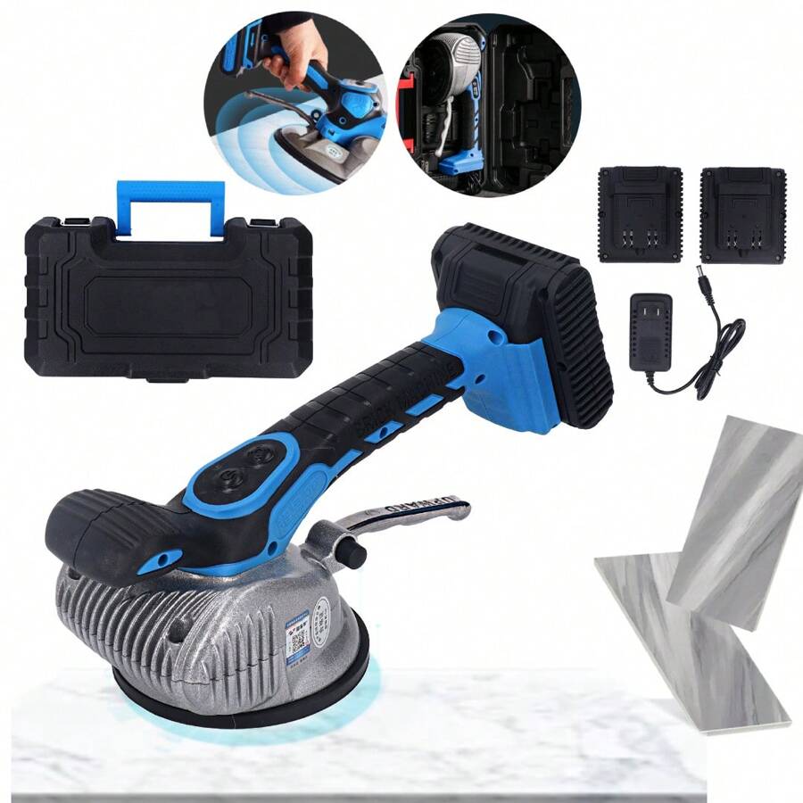 360W Tile Vibration Leveling Machine, 15000 R/Min Handheld Tile Vibration Tool, Wireless Tile Vibration Machine Installation Tool, 100kg Absorption, With 6 Speeds - Black - View 1