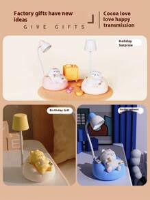 1 pièce Nouvelle lampe d'apprentissage Veilleuse de nuit chat mignon endormi USB rechargeable Lampe de nuit pour chambre à coucher Salon Bureau Petit éclairage Lampe de chevet Forme de chat endormi Cadeaux créatifs et originaux pour amis et famille Beaux cadeaux convenant pour Thanksgiving, Pâques et d'autres cadeaux de vacances