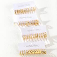 48 件复古朋克风格金属镂空耳环套装，适合女士，几何设计百搭珠宝，适合日常生活或派对，是送给朋友和家人节日的理想礼物 - 金色 - 查看 4