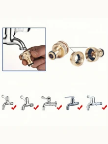 2pcs/4pcs/6pcs Brass Faucet Tap Connector 1/2'' 3/4'' Thread Quick Adapter Washin Machine Gun Fast Connect Fitting Hose 2 In 1 Tap Water Pipe Connect Tap Adapter Spray Nozzle Tool Set - Multicolor - View 8