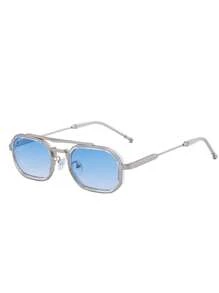 1pc New Retro European And American Square Double-Beam Small Frame Glasses, Casual Party Street Elegant High-Grade Fashion Glasses, Suitable For Daily Wear And Outdoor Activities
