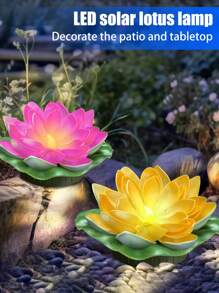 Solar Powered LED Lotus Light, Floating Lotus Light With Light, IP44 Pool Decoration Simulation LED Lotus Light In 3 Colors (Yellow+Pink+White), Decorative Desktop, Courtyard, Garden, Wedding, Pond, Landscape Decoration Floating Flower Light., Solar Lights Outdoor