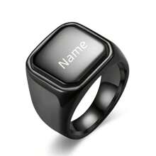 1pc Customized Innovative Men Engraved Ring - Personalized Stainless Steel Band, No Plating, Unique Design - Ideal Gift For Father's Day, Birthday, Family Occasions